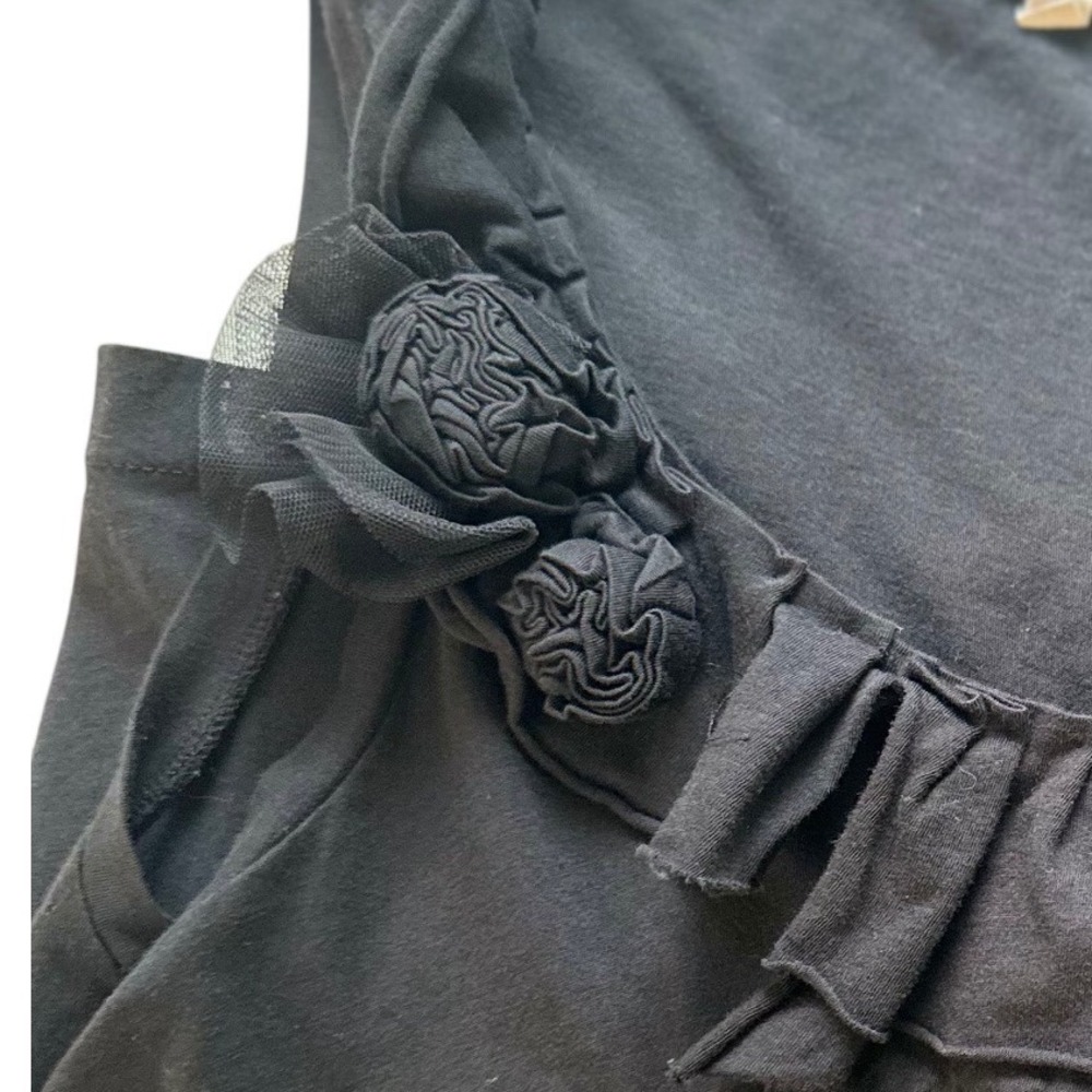 J.Crew Tank Top Women's S Black Rosette Ruffle Coquette Romantic Office Chic - Picture 6 of 9